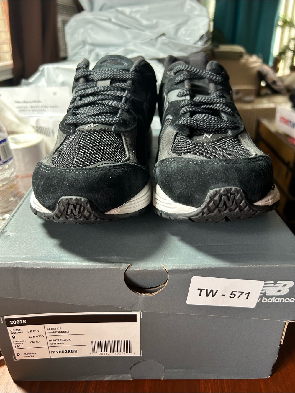 New Balance Men's 2002R Black and White Sneakers